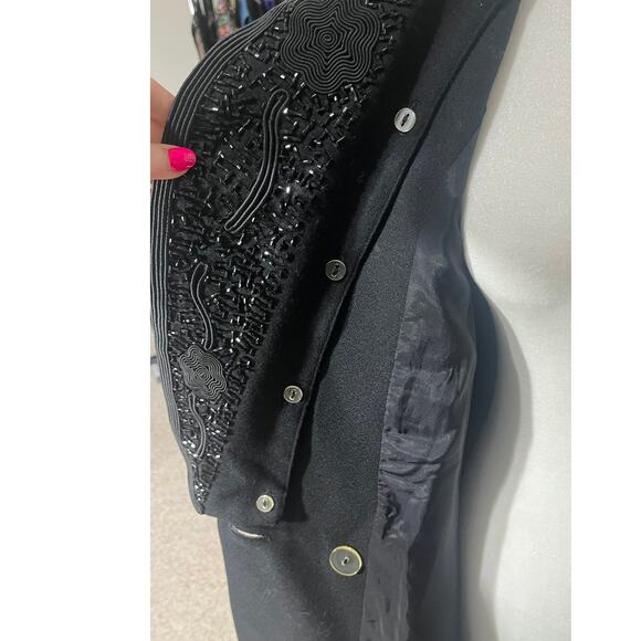Valerie Stevens Vintage Black Beaded Blazer Removeable Collar Eveningwear Sz 12 - Picture 6 of 9